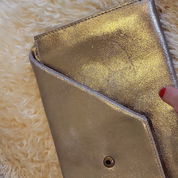 TANO Leather Envelope Clutch Purse, Metallic Gold - Picture 9 of 10